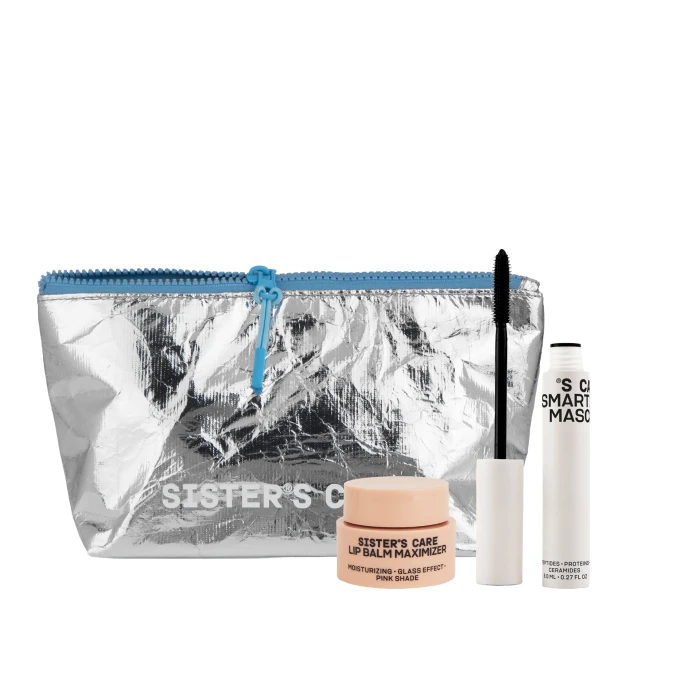 Sisters care bag blue, термотуш care mascara, бальзам для губ maximizer