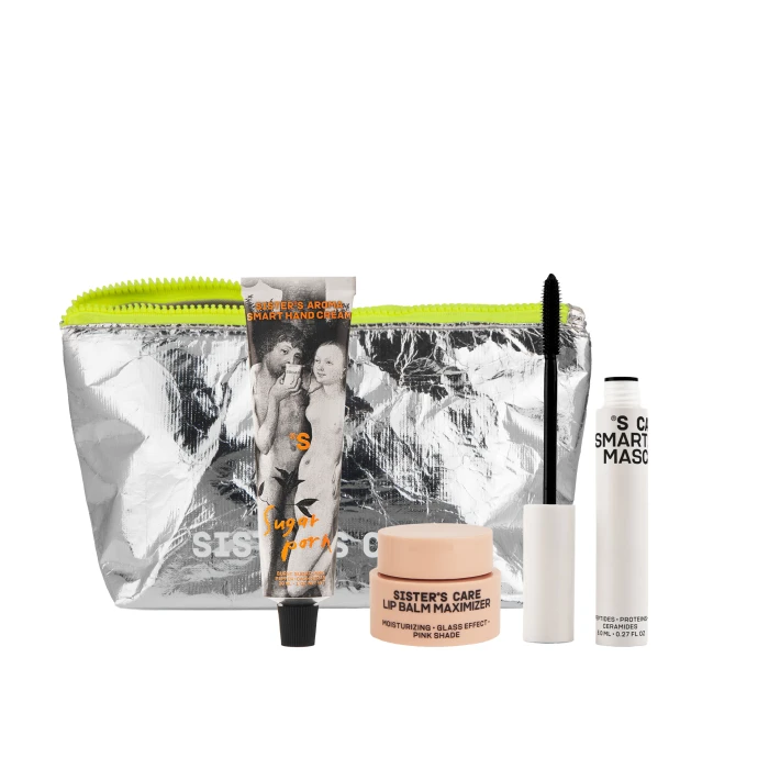 Sisters care bag, термотуш care mascara, бальзам для губ maximizer, крем для рук Sugar porn