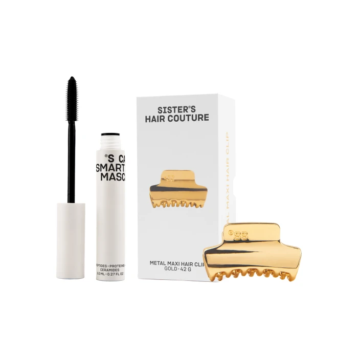 Металлическая заколка для волос Gold Maxi, термотушь care mascara